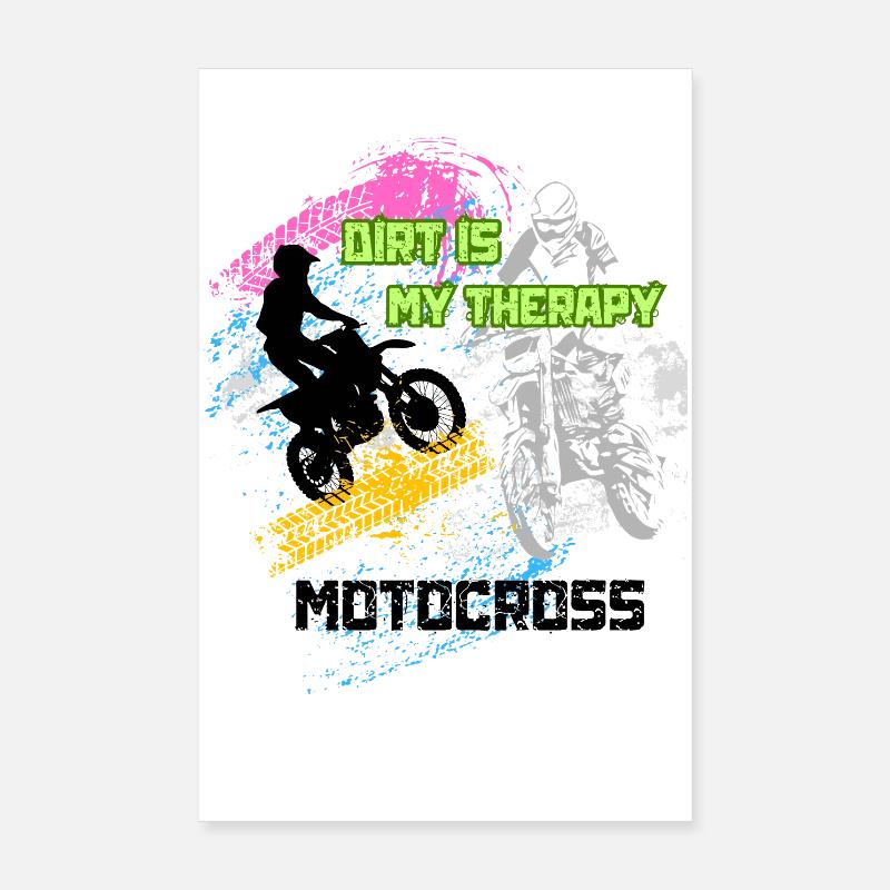 Motocross Graffiti - Poster 20x30 cm - Weiß