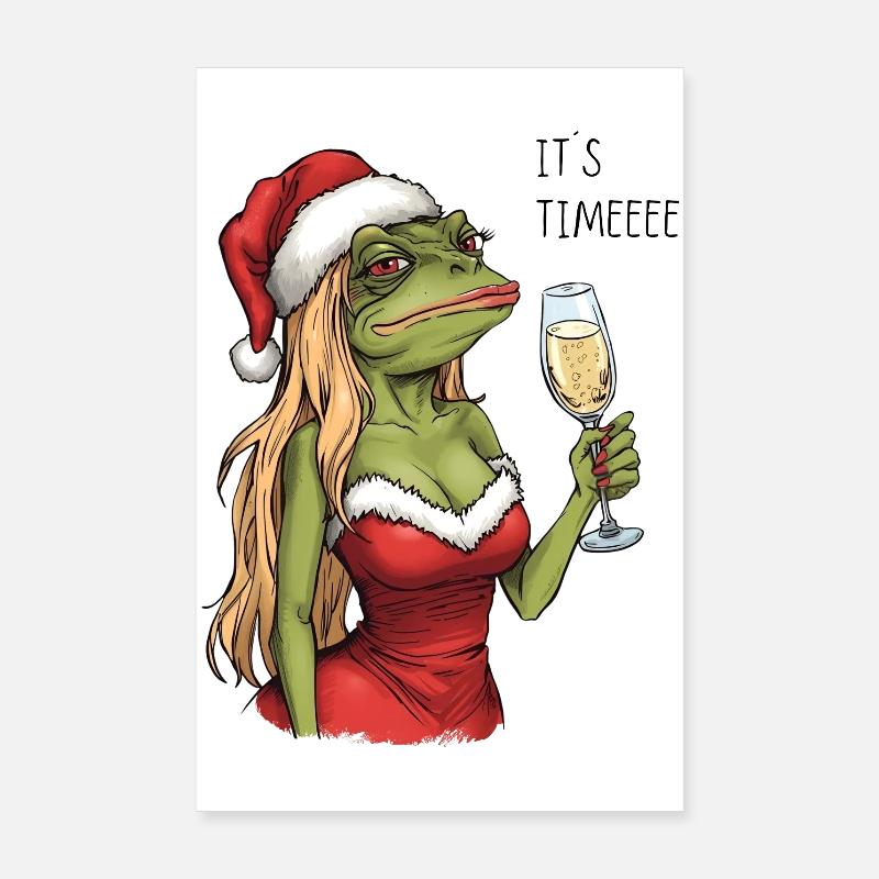 Drôle de grenouille de Noël C’est le temps de concevoir Poster 20 x 30 cm