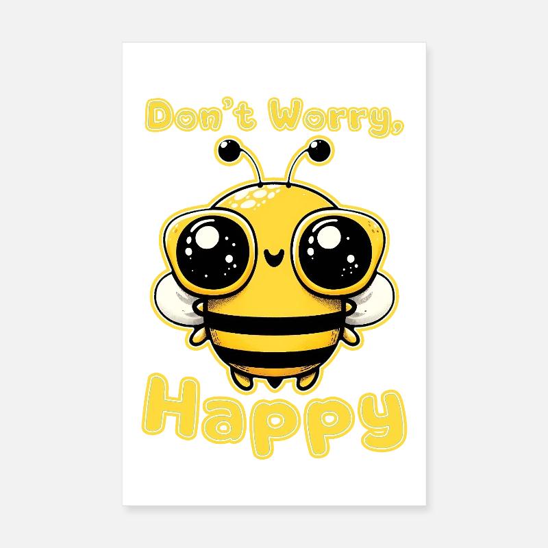 Dont Worry Bee Happy  Poster 8" x 12" (20x30 cm)