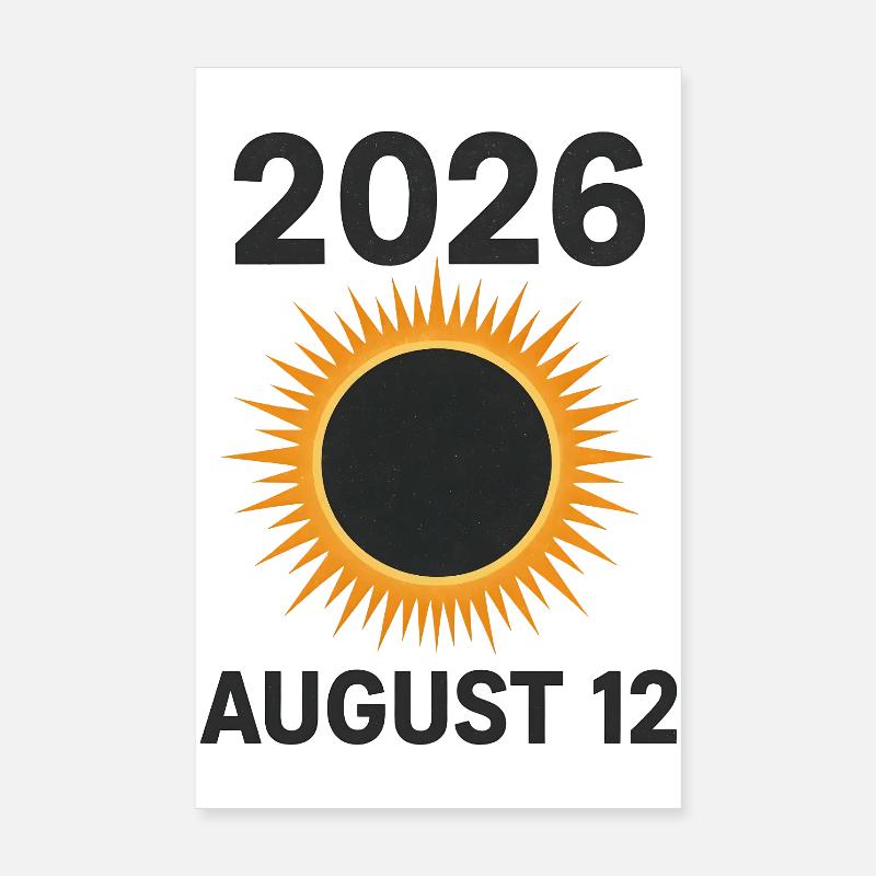 2026 August 12 - total solar eclipse Poster 8" x 12" (20x30 cm)