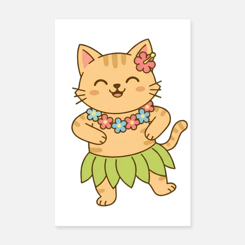 Chat à Hawaï Poster 20 x 30 cm