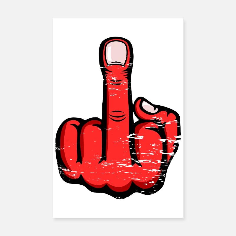 Majeur Stinky Finger Design Rouge utilisé Poster 20 x 30 cm