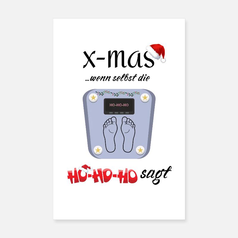 Échelle de Noël Ho Ho Ho - Poster 20 x 30 cm - blanc