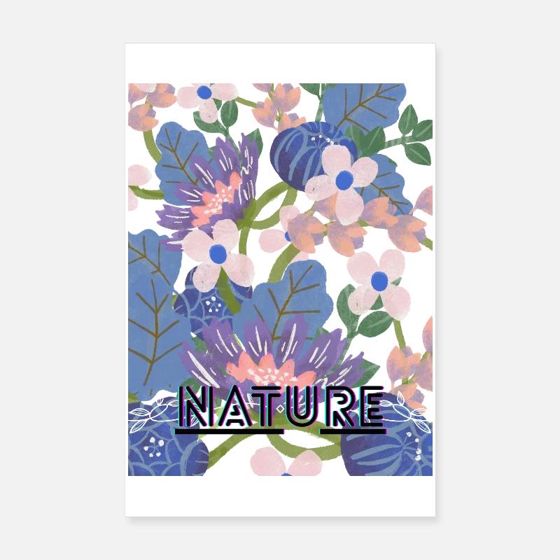 Nature Neon Flower Pattern Poster 8" x 12" (20x30 cm)