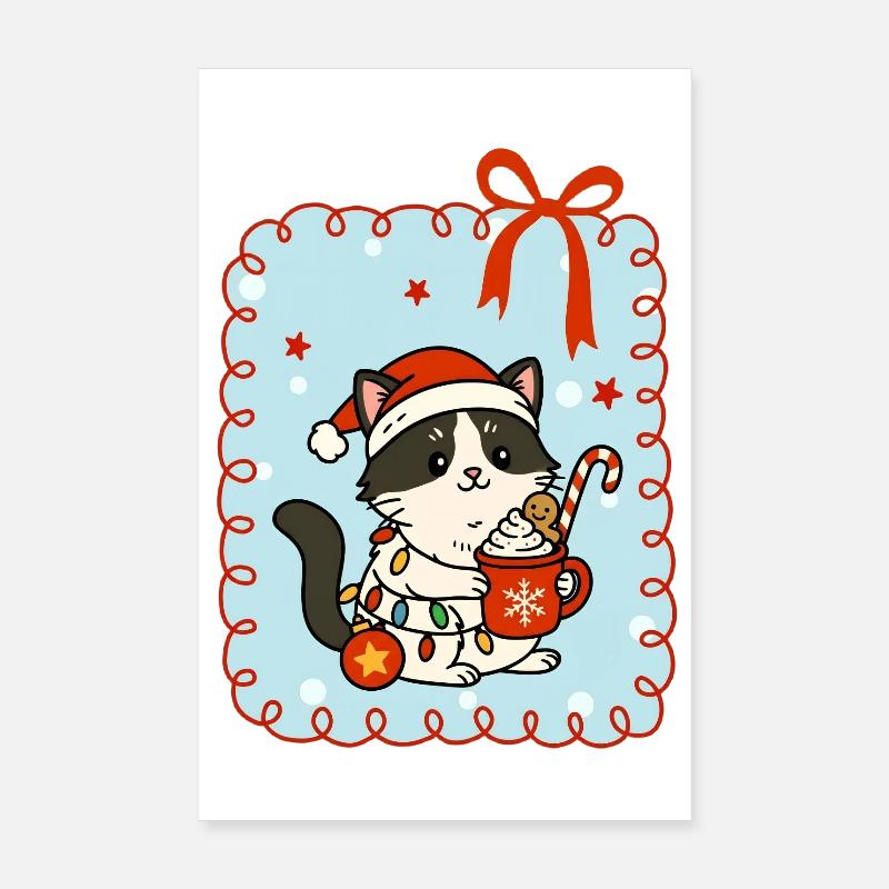 Chat à Noël Poster 20 x 30 cm