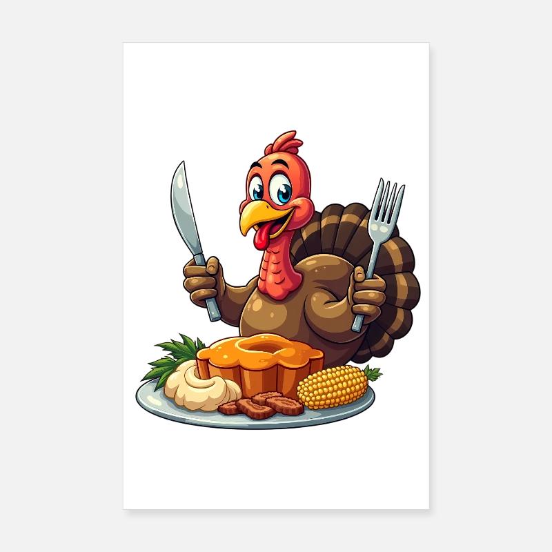 Thanksgiving Drôle Dinde de Thanksgiving Poster 20 x 30 cm