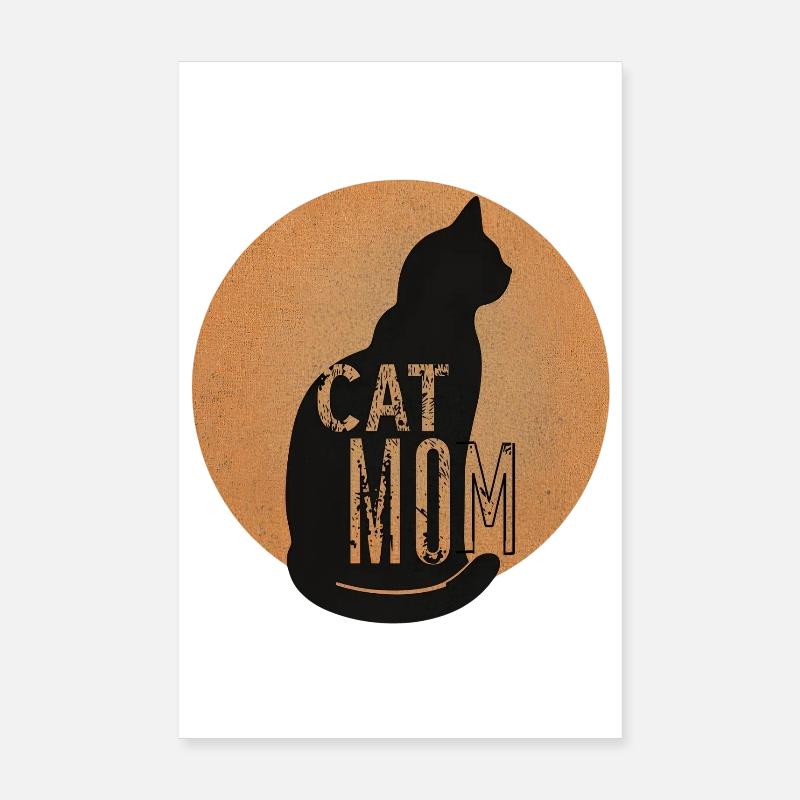 Silhouette de maman chat dans le style vintage Poster 20 x 30 cm