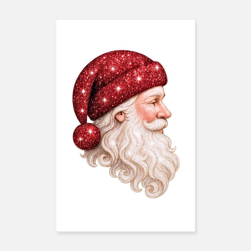 PÈRE NOËL ÉTOILE — Red Glitter MAX Poster 20 x 30 cm