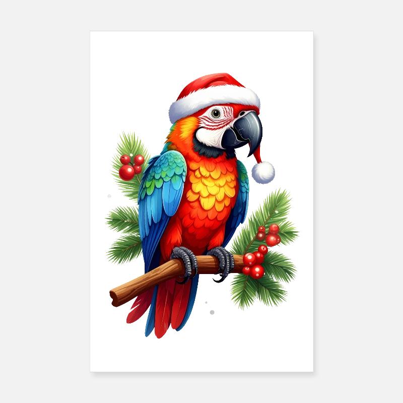 Perroquet coloré pour Noël Poster 20 x 30 cm