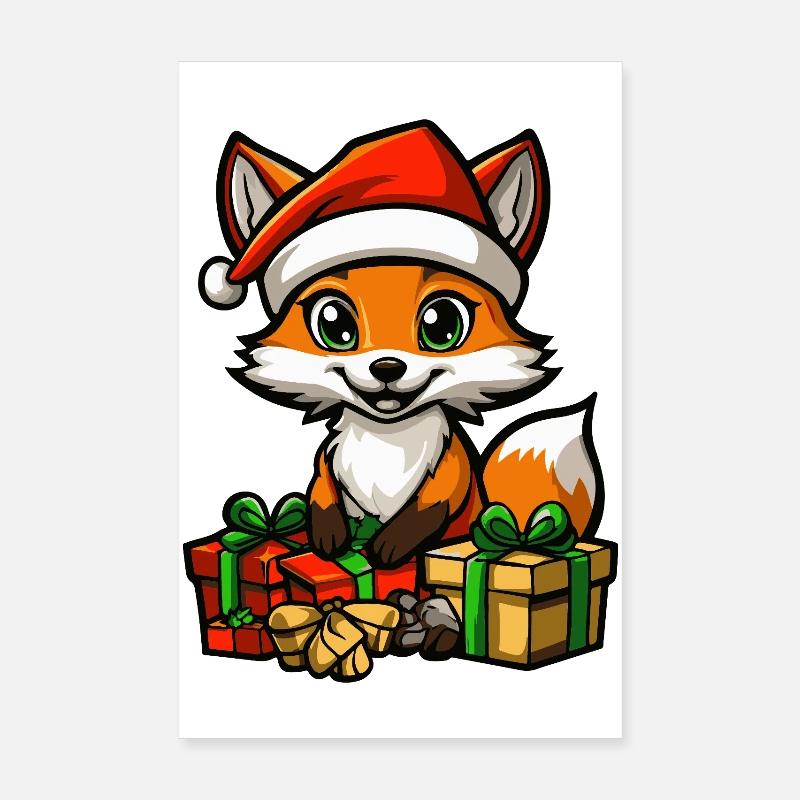 Cadeaux de Noël Fox Poster 20 x 30 cm