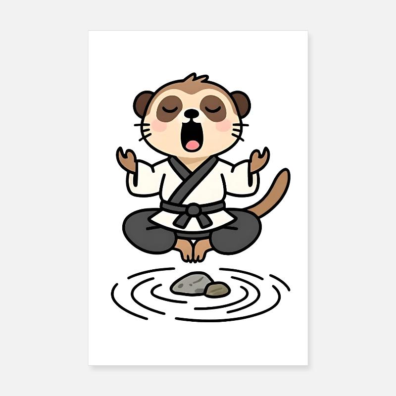 Suricate en kimono Zen Méditatif Poster 20 x 30 cm