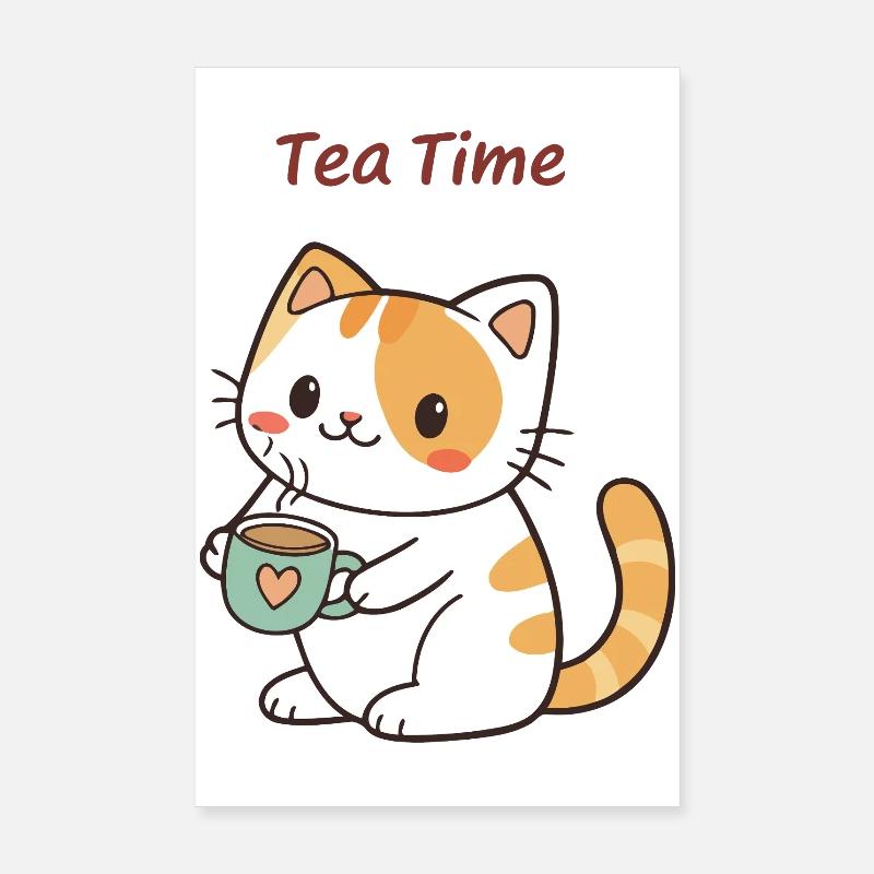 Katzentee-Zeit süß Poster 20x30 cm