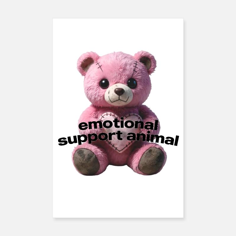 Emotional Support Bear with Sewing Stitches Poster 8" x 12" (20x30 cm)