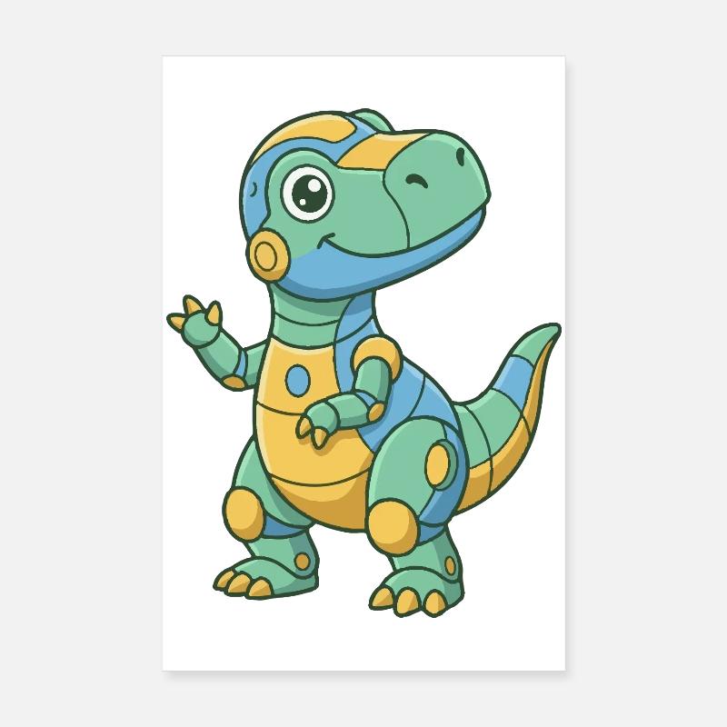 Robo-Dino Coloré Poster 20 x 30 cm