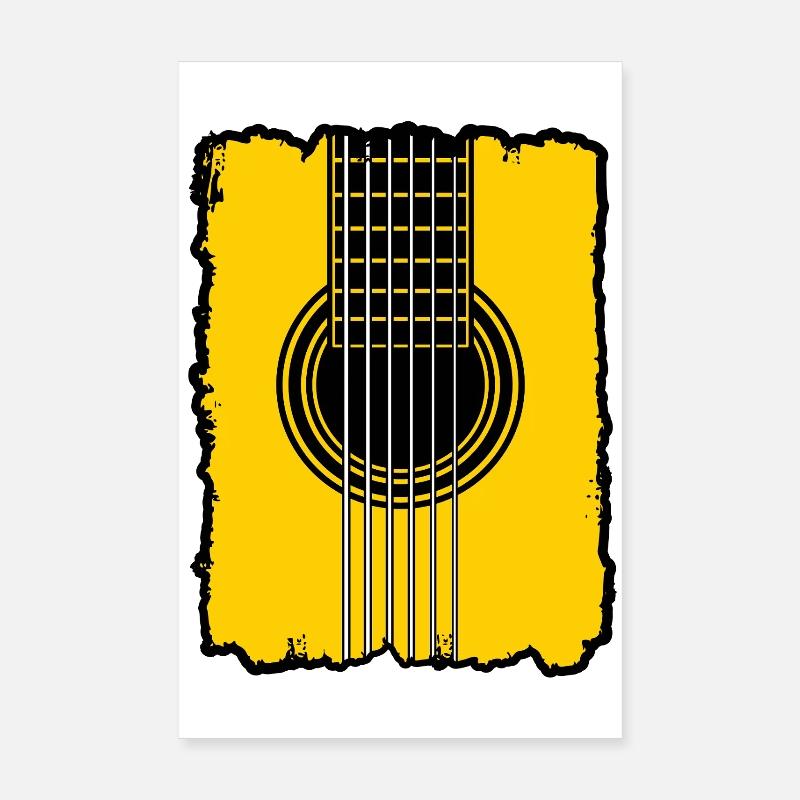 Affiche Grunge Guitar Jaune Poster 20 x 30 cm