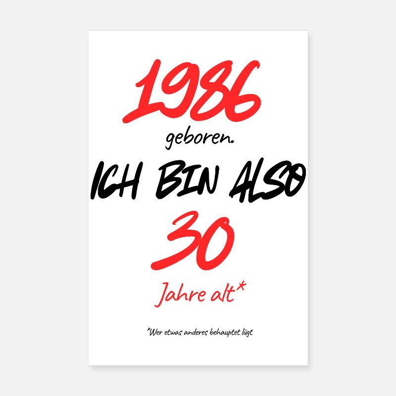Born in 1986 – still 30, 40th birthday Poster 8" x 12" (20x30 cm)