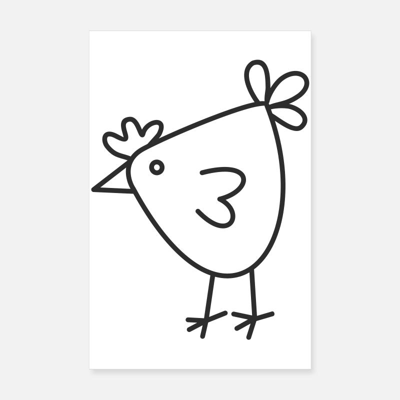 Dessin animé Joyeuse Poule Poster 20 x 30 cm