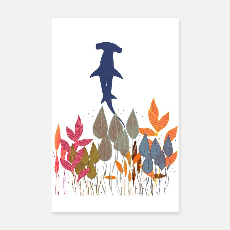 Hai über bunte Blätter Poster 20x30 cm