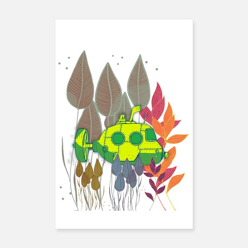 Sous-marin néon dans un feuillage coloré Poster 20 x 30 cm
