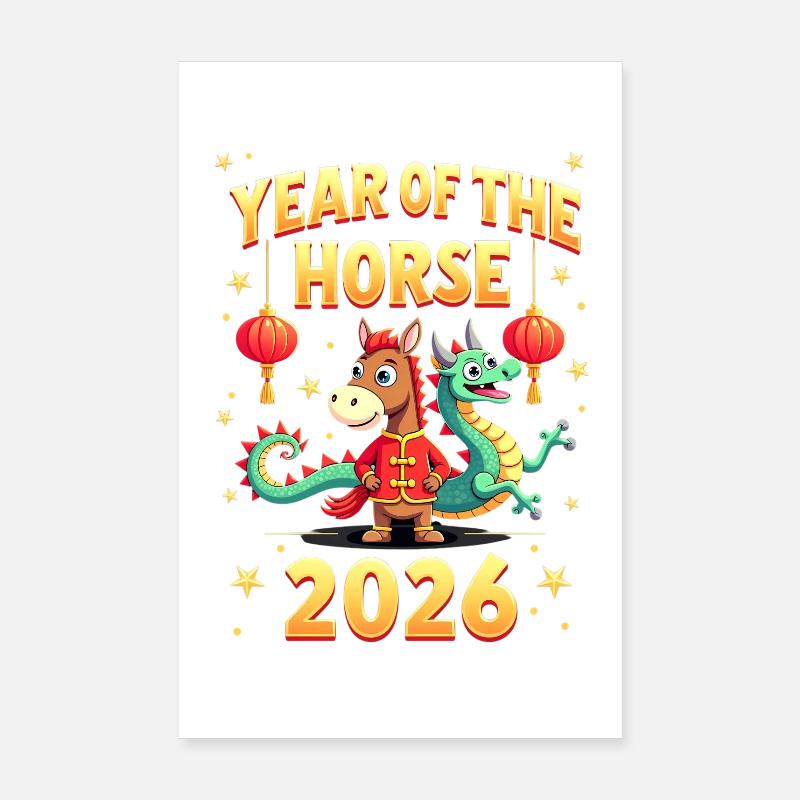 Nouvel An chinois du cheval 2026 Poster 20 x 30 cm
