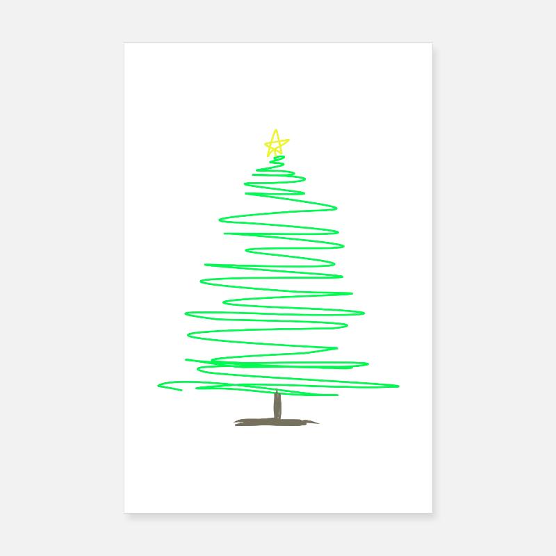Grüner Kritzel-Weihnachtsbaum - Poster 20x30 cm - Weiß