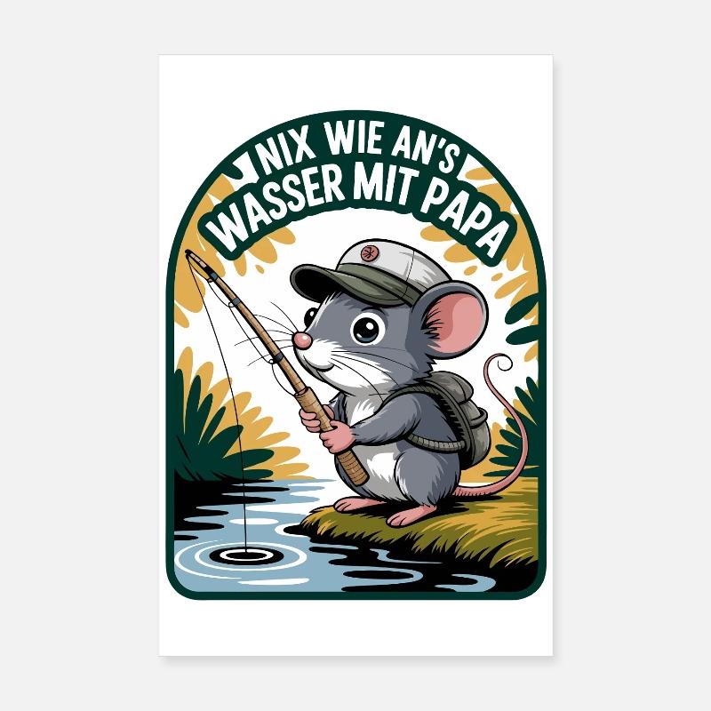 Mouse on the water with dad Poster 8" x 12" (20x30 cm)