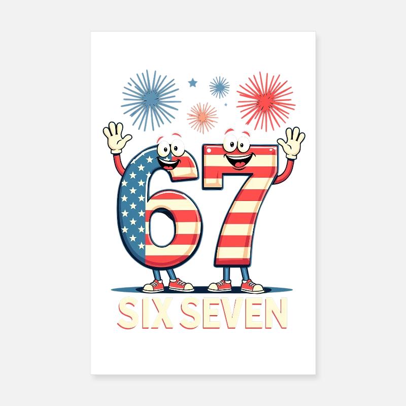 US Flag 67 Memes Six Seven Poster 8" x 12" (20x30 cm)