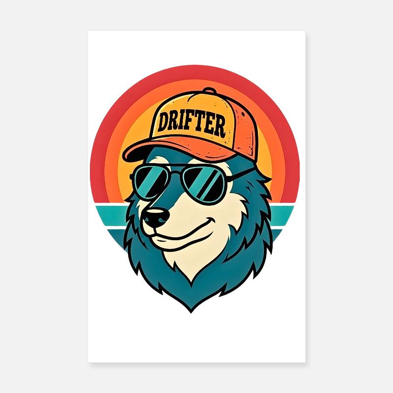 Drifter Wolf Sunset Tee Poster 8" x 12" (20x30 cm)