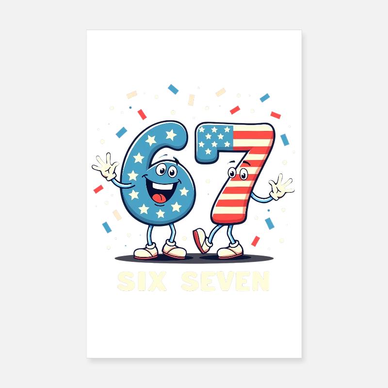 US Flag 67 Memes Six Seven Poster 8" x 12" (20x30 cm)