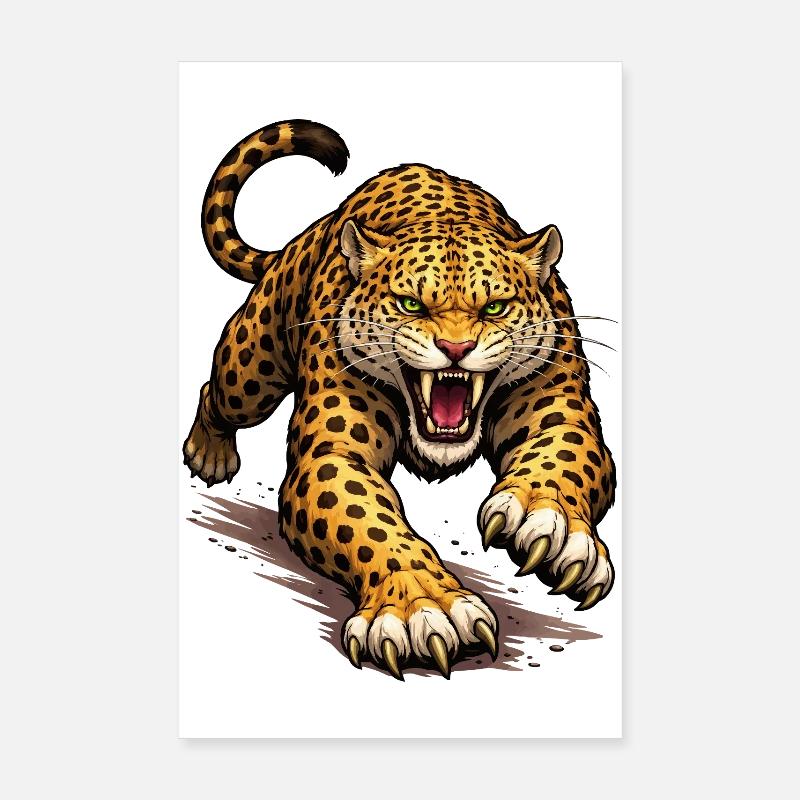 Leopard Animal Comic Poster 20x30 cm