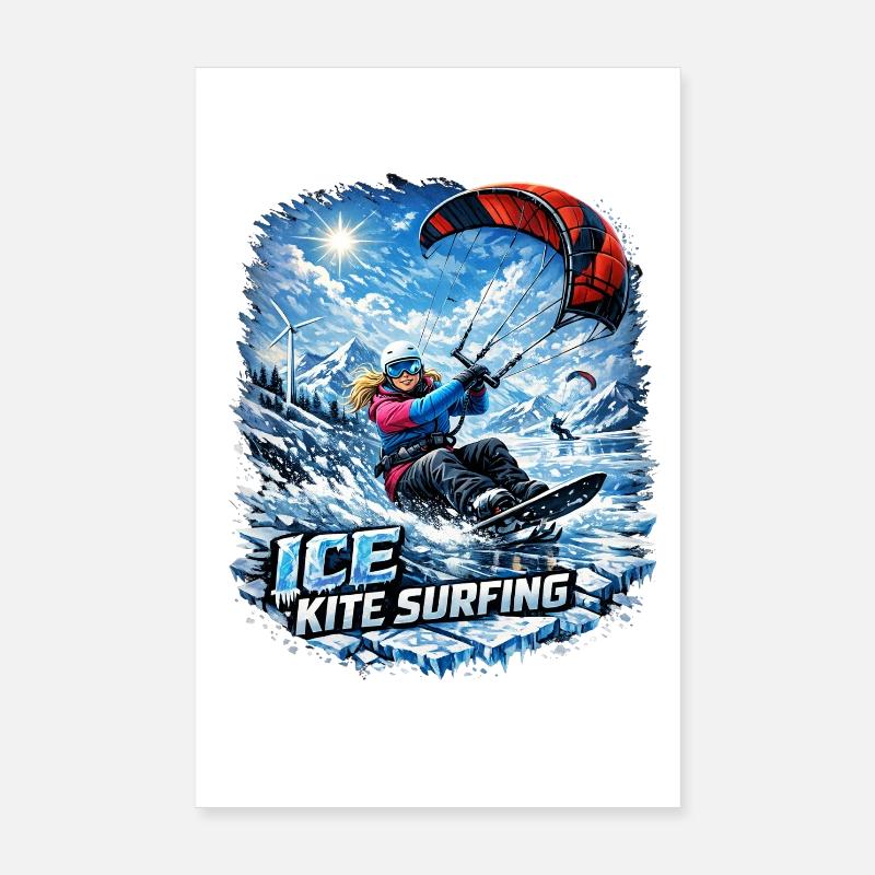 FILLE SKIFEUR DE KITE-SURF D’HIVER Poster 20 x 30 cm