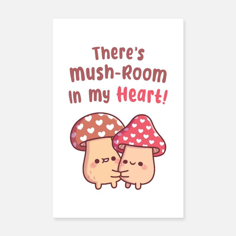 Champignons mignons dans les câlins Champignon dans mon cœur Poster 20 x 30 cm