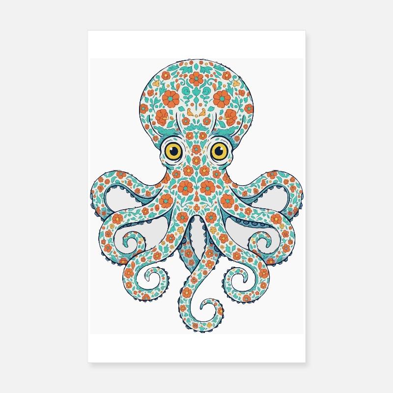 Pieuvre fleurie Poster 20 x 30 cm