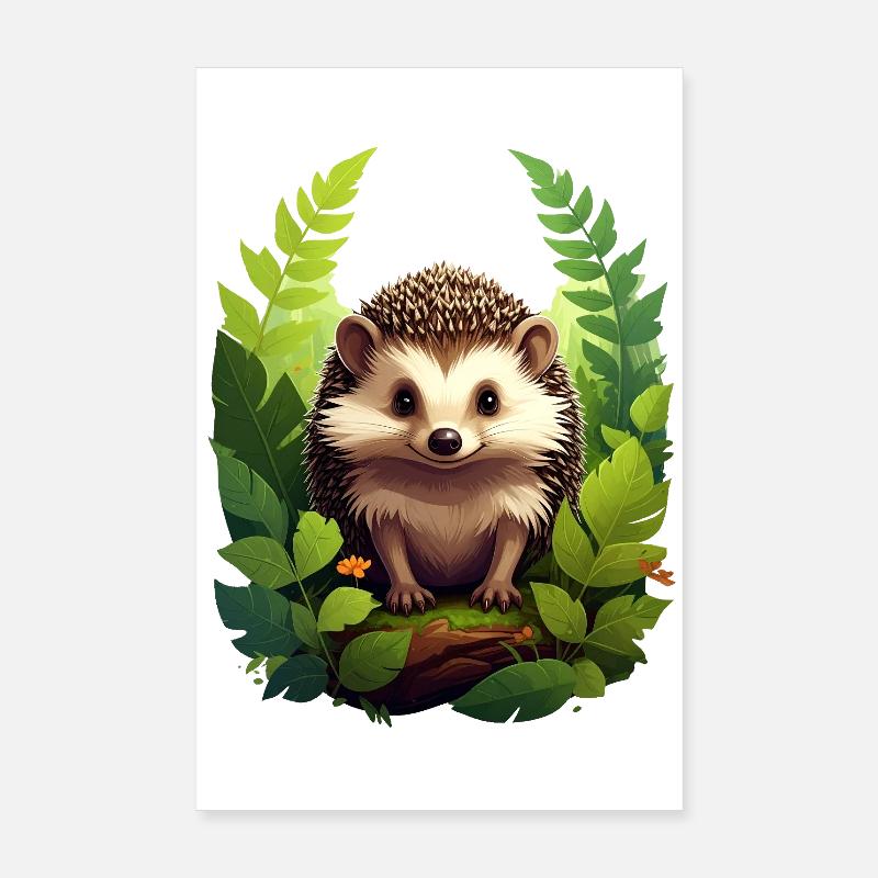 Hérisson dans la forêt Poster 20 x 30 cm