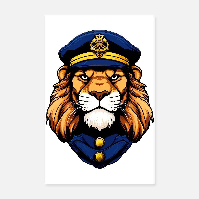 Polizei Löwe - Poster 20x30 cm - Weiß