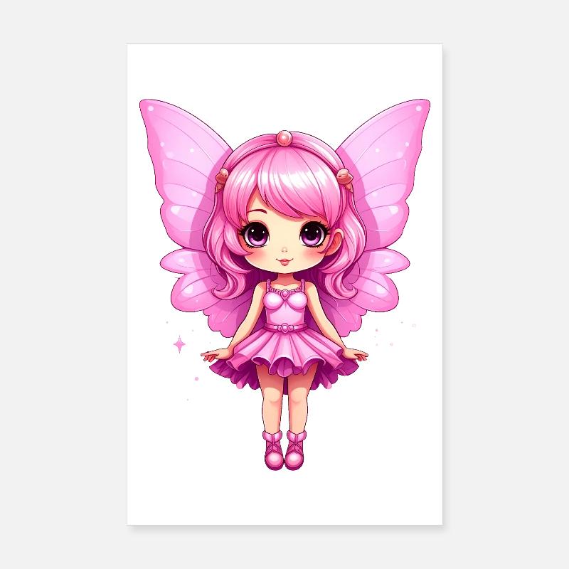 Mignonne Fée Rose Poster 20 x 30 cm