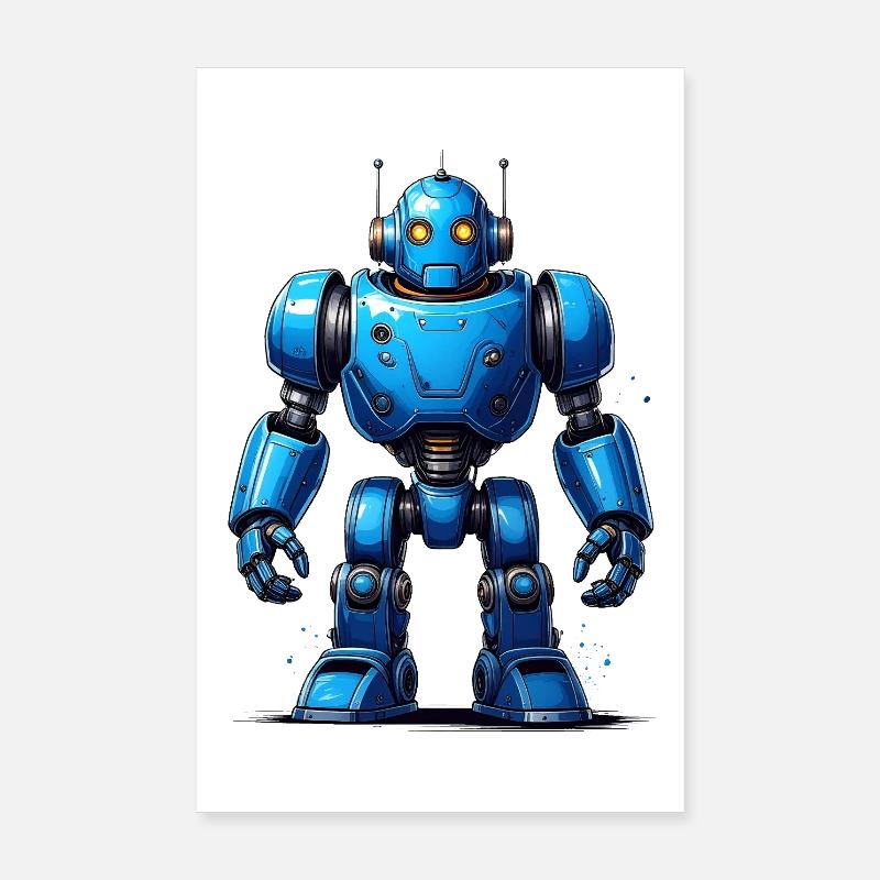Robot bleu Poster 20 x 30 cm