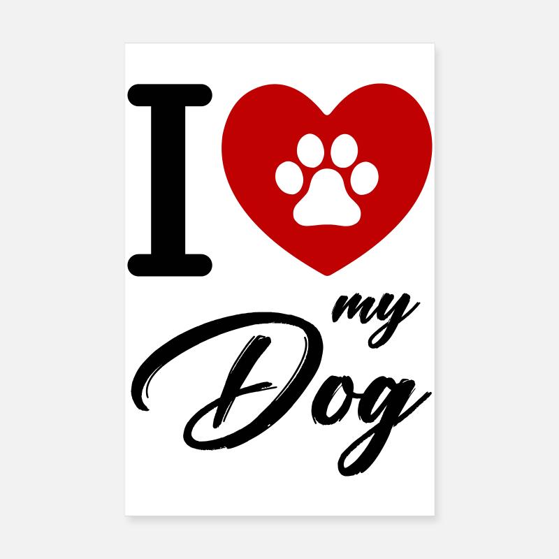 J’aime mon chien Poster 20 x 30 cm