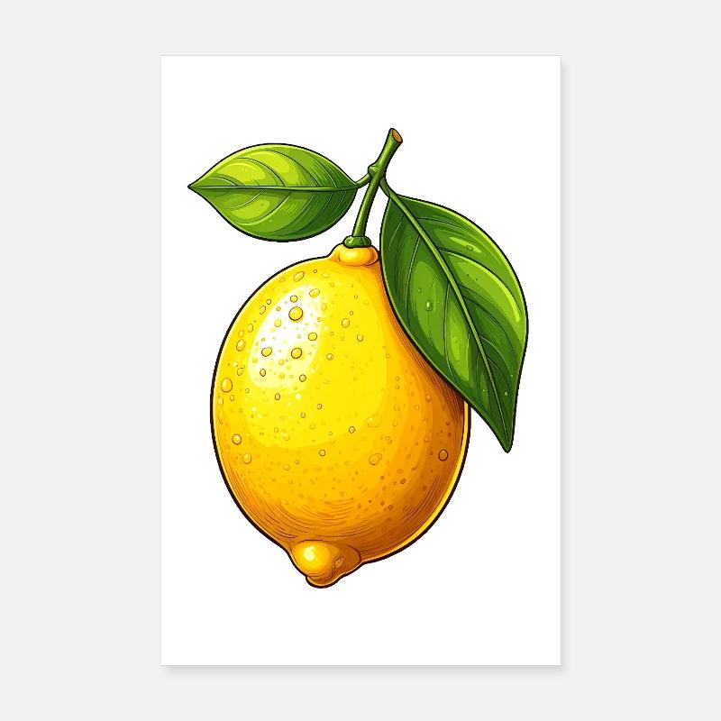 Zitrone - Poster 20x30 cm - Weiß