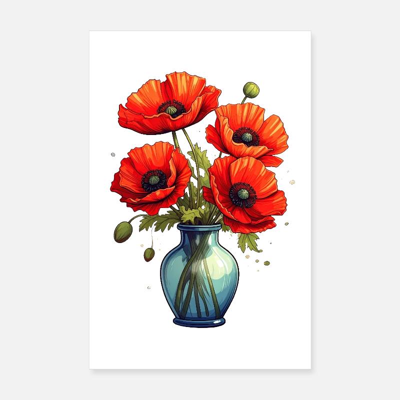 Vase avec des coquelicots Poster 20 x 30 cm