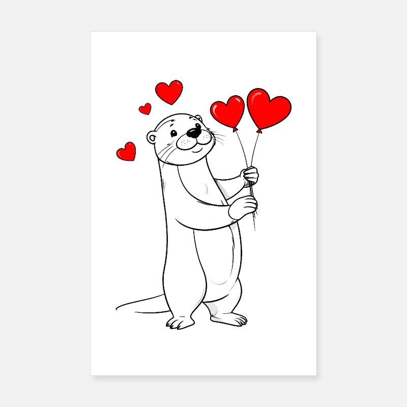Otter am Valentinstag Poster 20x30 cm