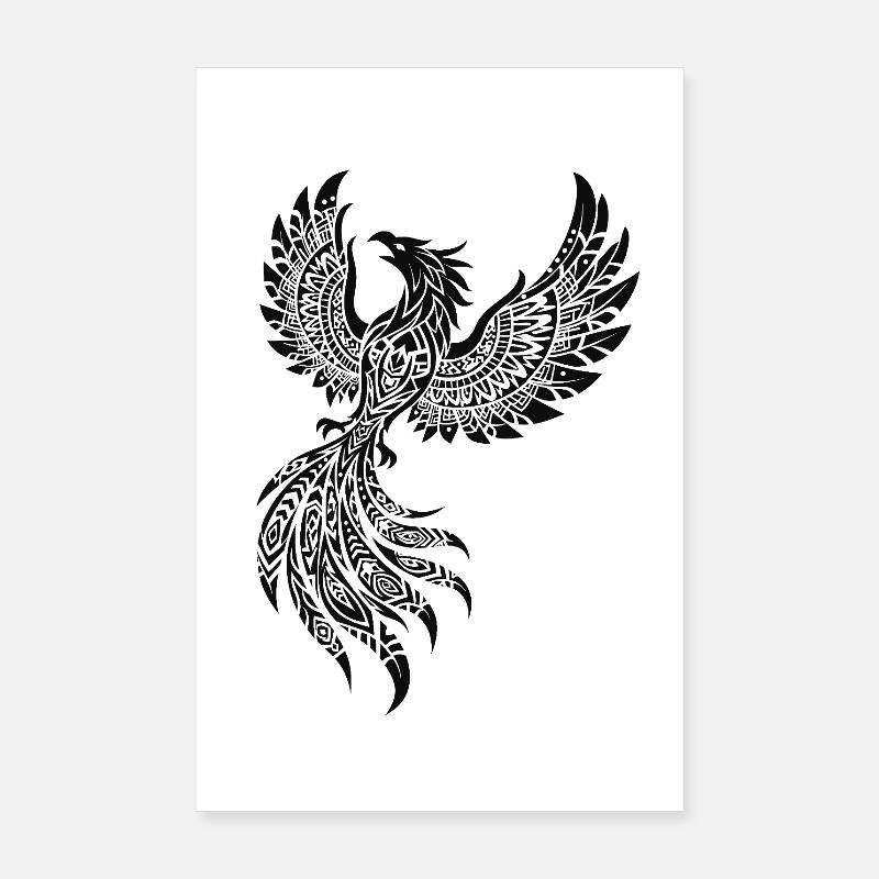 Schwarzer Phönix Ornament-Design Poster 20x30 cm