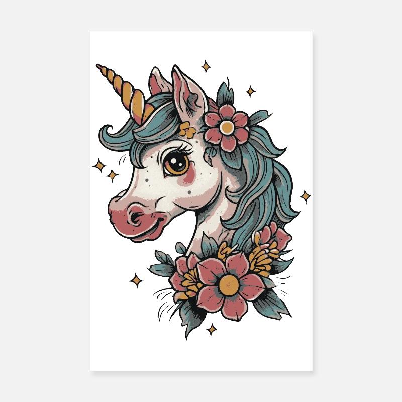 licorne fleurie Poster 20 x 30 cm