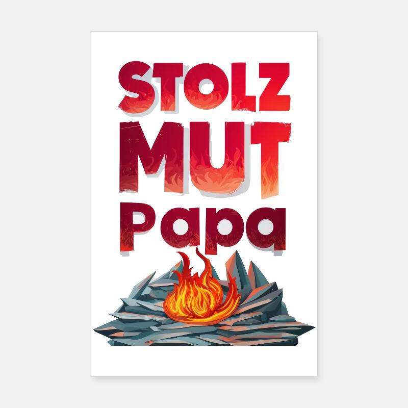 Feuerwehr Papa Stolz Mut Stärke Geschenkidee Poster 20x30 cm