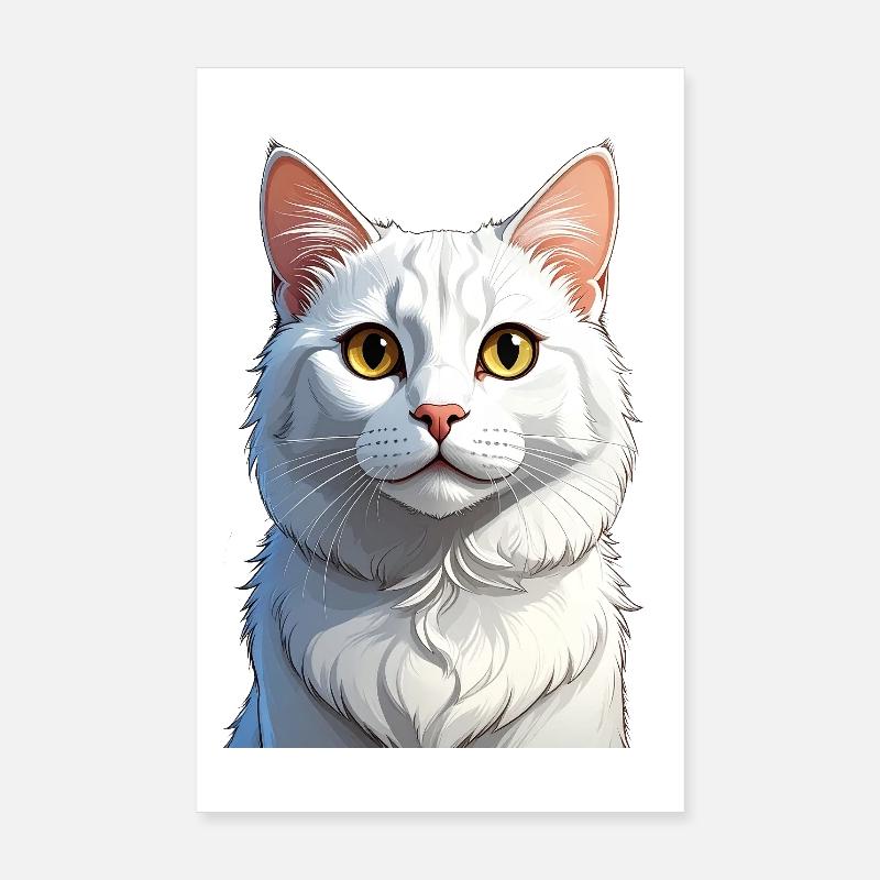 White Cat Poster 8" x 12" (20x30 cm)