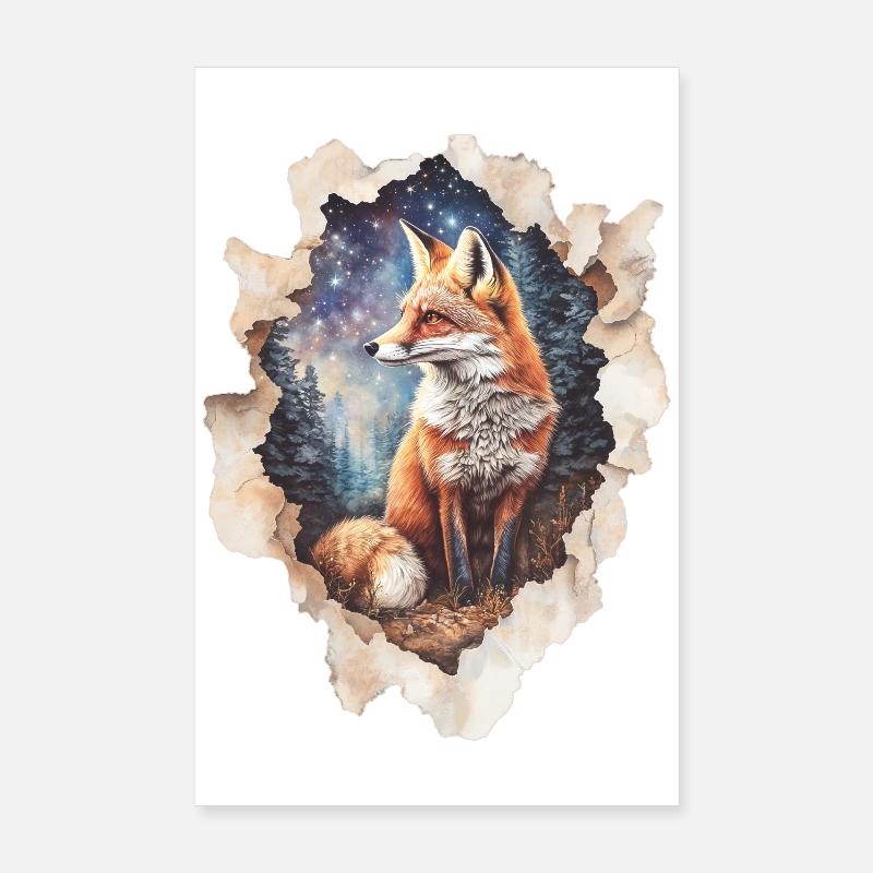 Fuchs Sternenhimmel Poster 20x30 cm