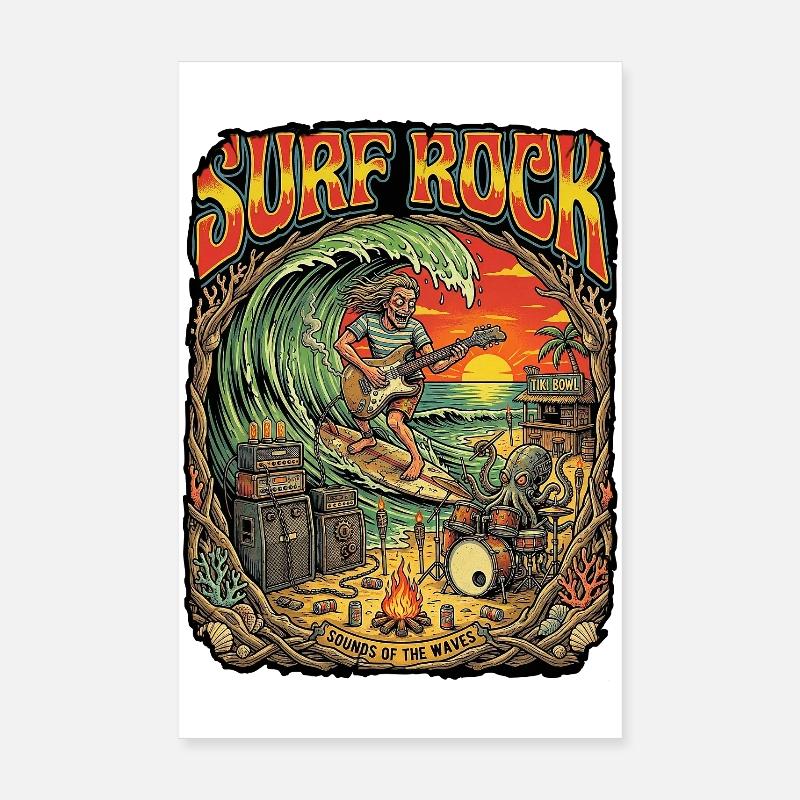 Surf Rock Beach Party Poster 8" x 12" (20x30 cm)