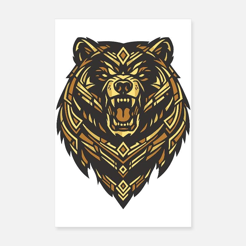 Bearhead Tribal Geometry Poster 8" x 12" (20x30 cm)