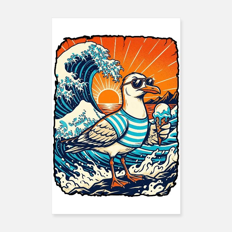 Möwe Eis Kawaii Poster 8" x 12" (20x30 cm)
