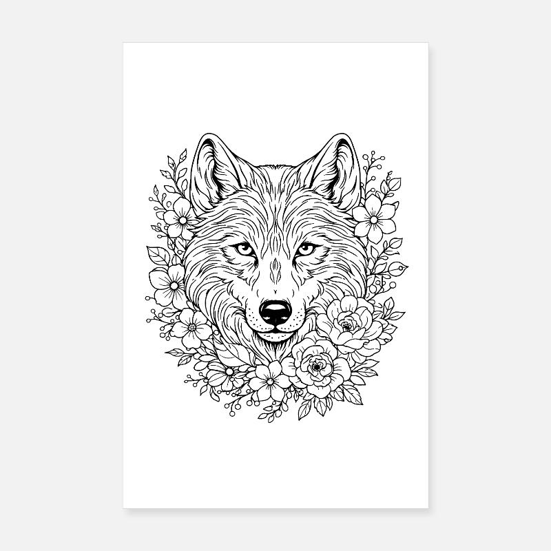 Art de géométrie du Loup Sacré Poster 20 x 30 cm